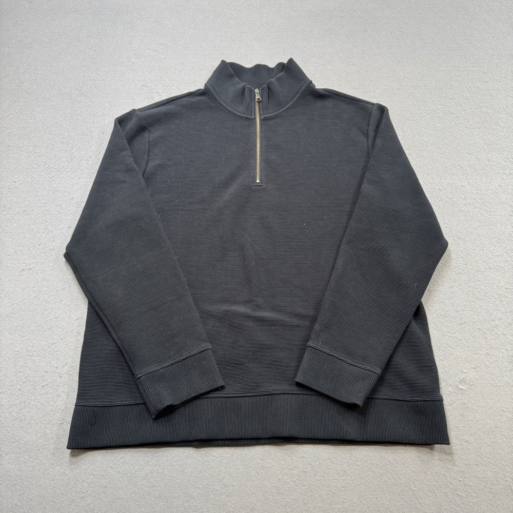 Banana Republic Sweater Men's 2XL Black Lined Ribbed Quarter Zip Pullover Casual